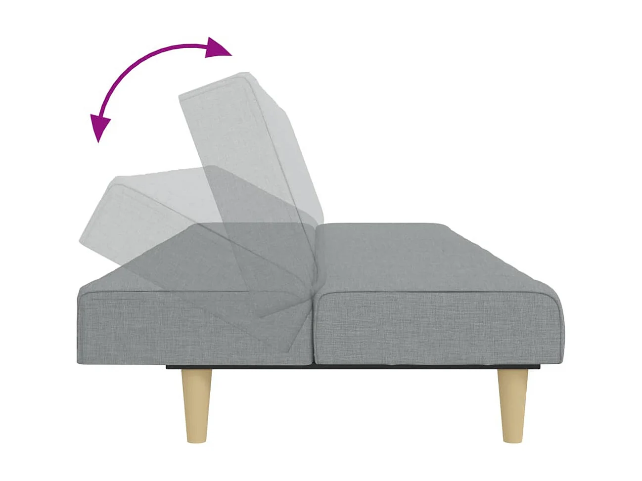 Canapé-lit à 2 places avec repose-pied gris clair tissu