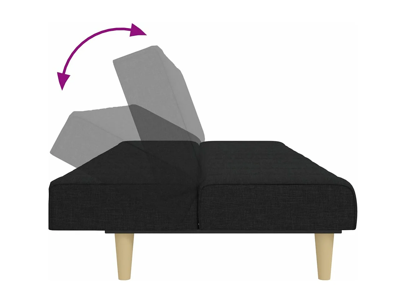 Sofá cama de 2 plazas con taburete tela negro