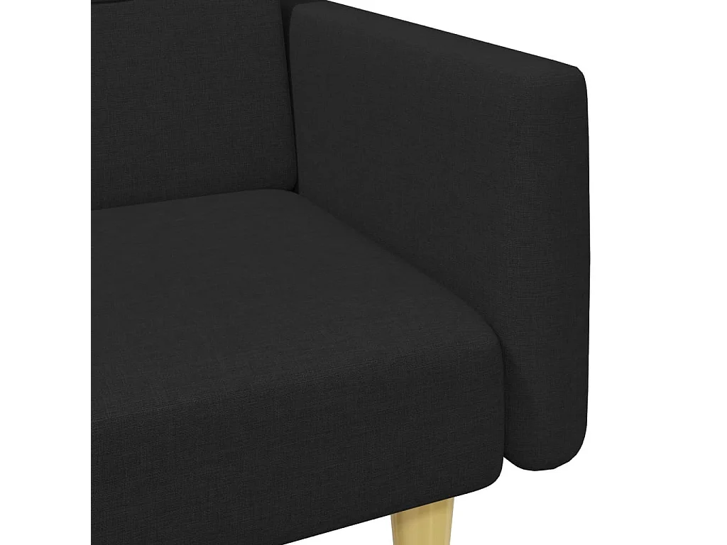 Sofá-cama de 2 lugares com apoio de pés tecido preto