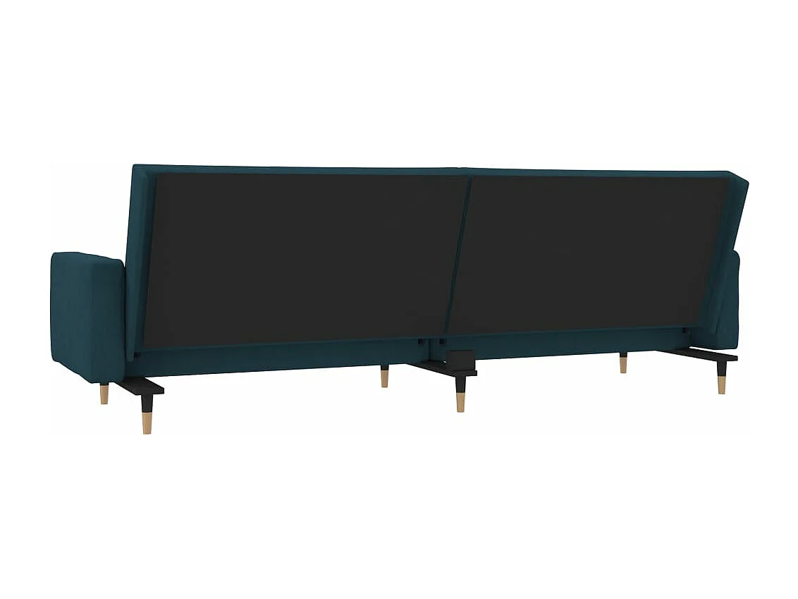 Schlafsofa 2-Sitzer mit 2 Kissen Blau Samt