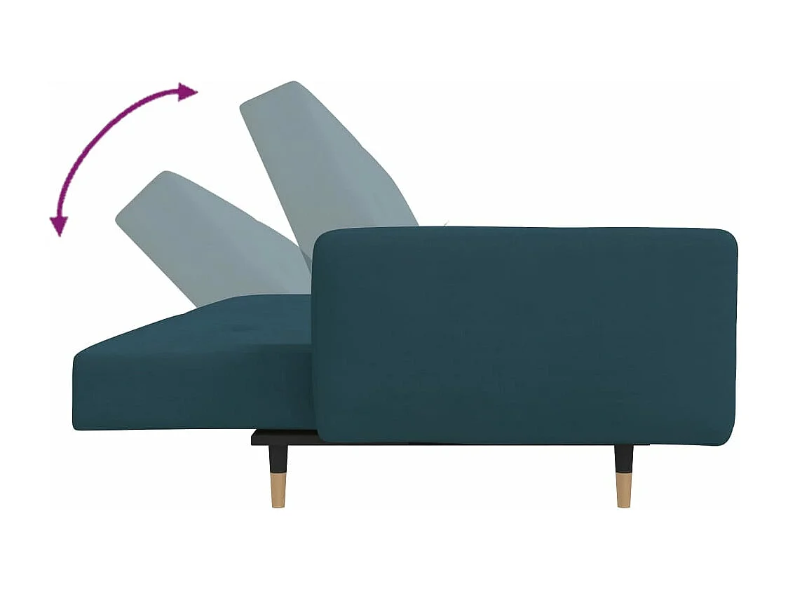 Schlafsofa 2-Sitzer mit 2 Kissen Blau Samt