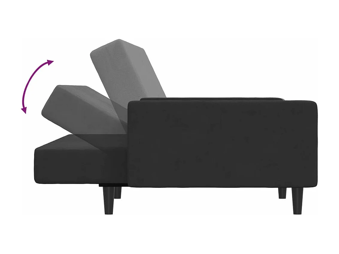 Sofá cama de 2 plazas con taburete terciopelo negro