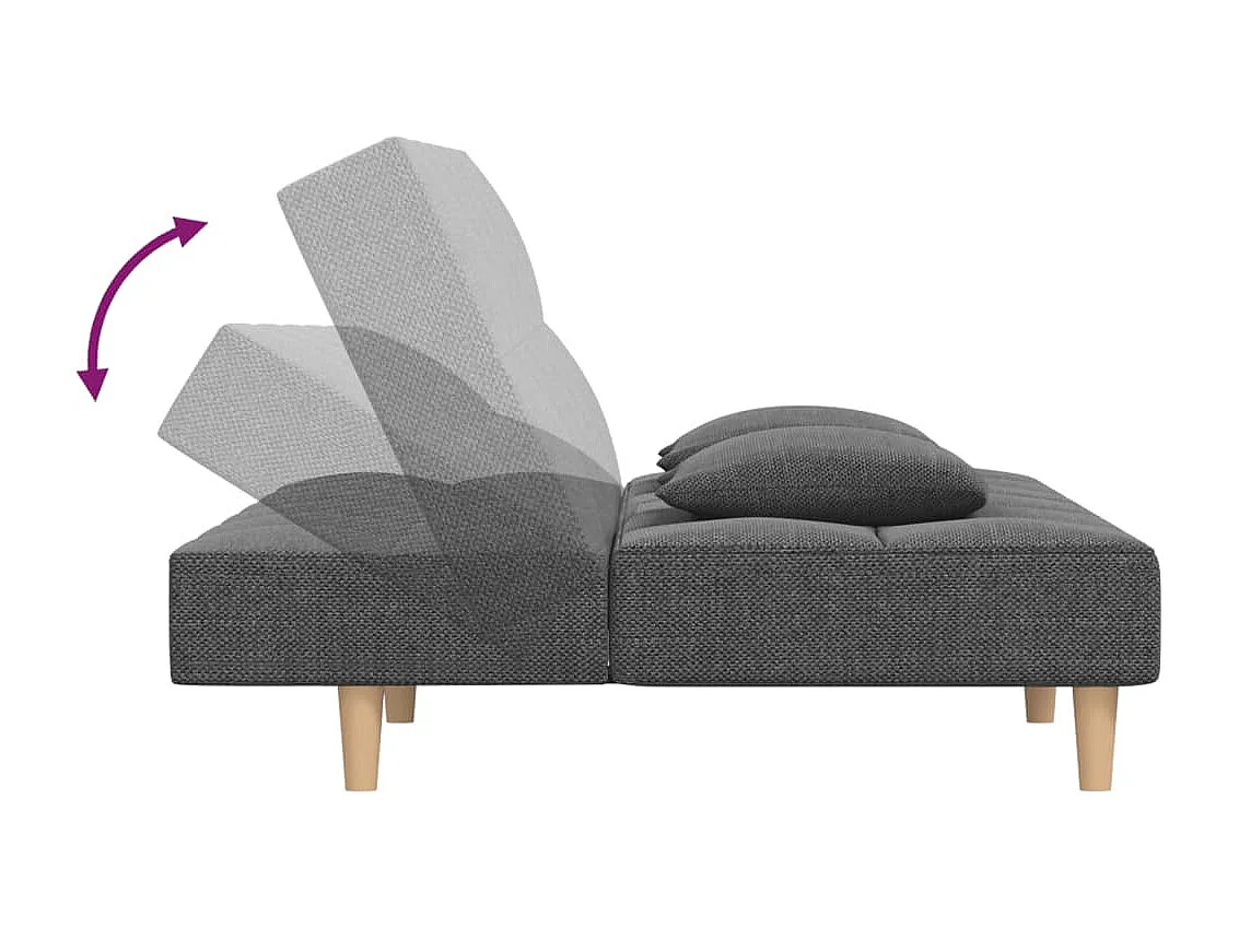 Sofá cama de 2 plazas con dos almohadas tela gris claro
