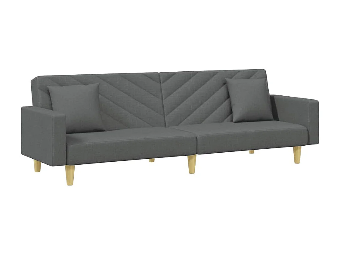Schlafsofa 2-Sitzer mit Kissen und Fußhocker Dunkelgrau Stoff