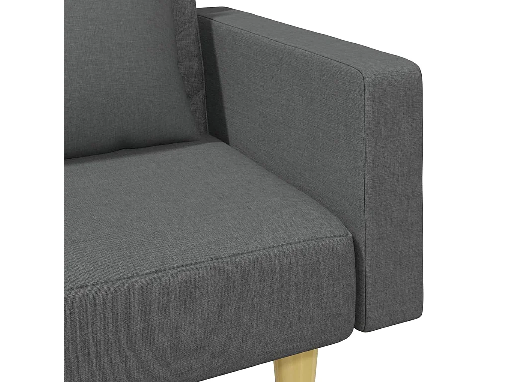 Schlafsofa 2-Sitzer mit Kissen und Fußhocker Dunkelgrau Stoff