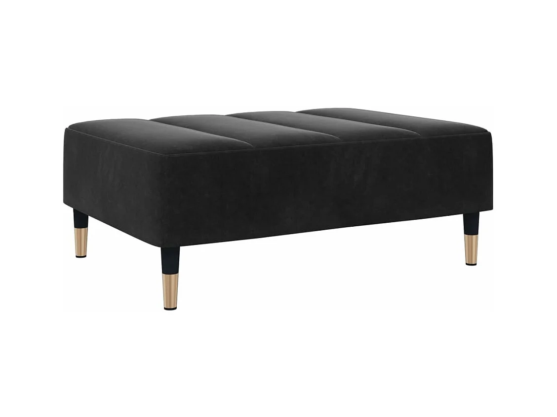 Canapé-lit à 2 places avec repose-pied noir velours