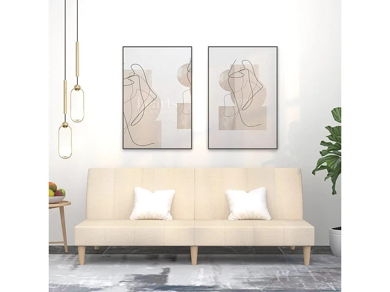 Schlafsofa 2-Sitzer Creme Stoff