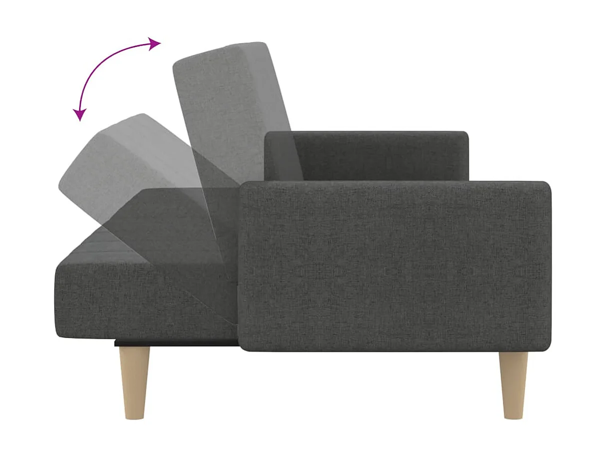 Schlafsofa 2-Sitzer Dunkelgrau Stoff