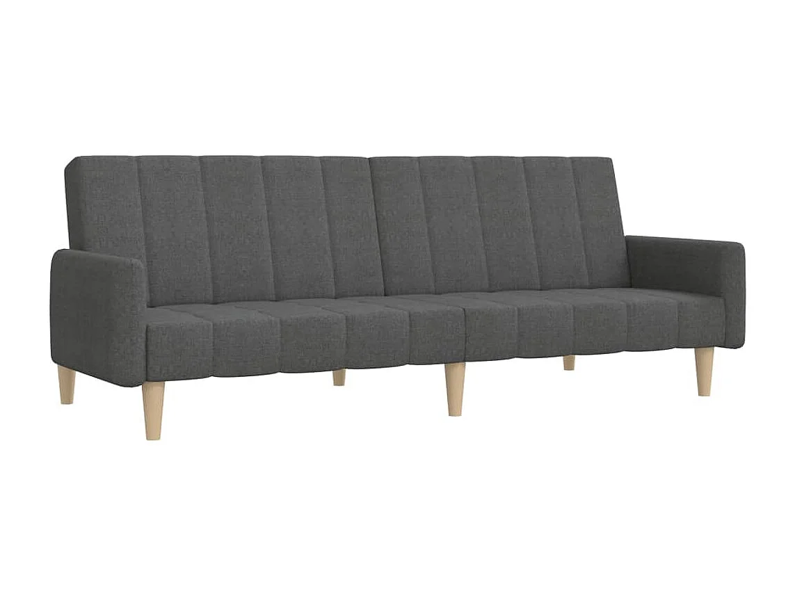 Sofá-cama de 2 lugares tecido cinzento-escuro