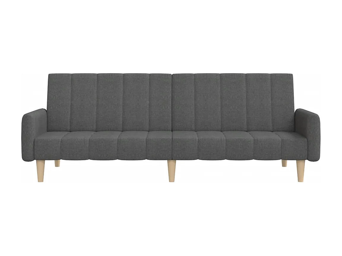 Sofá-cama de 2 lugares tecido cinzento-escuro