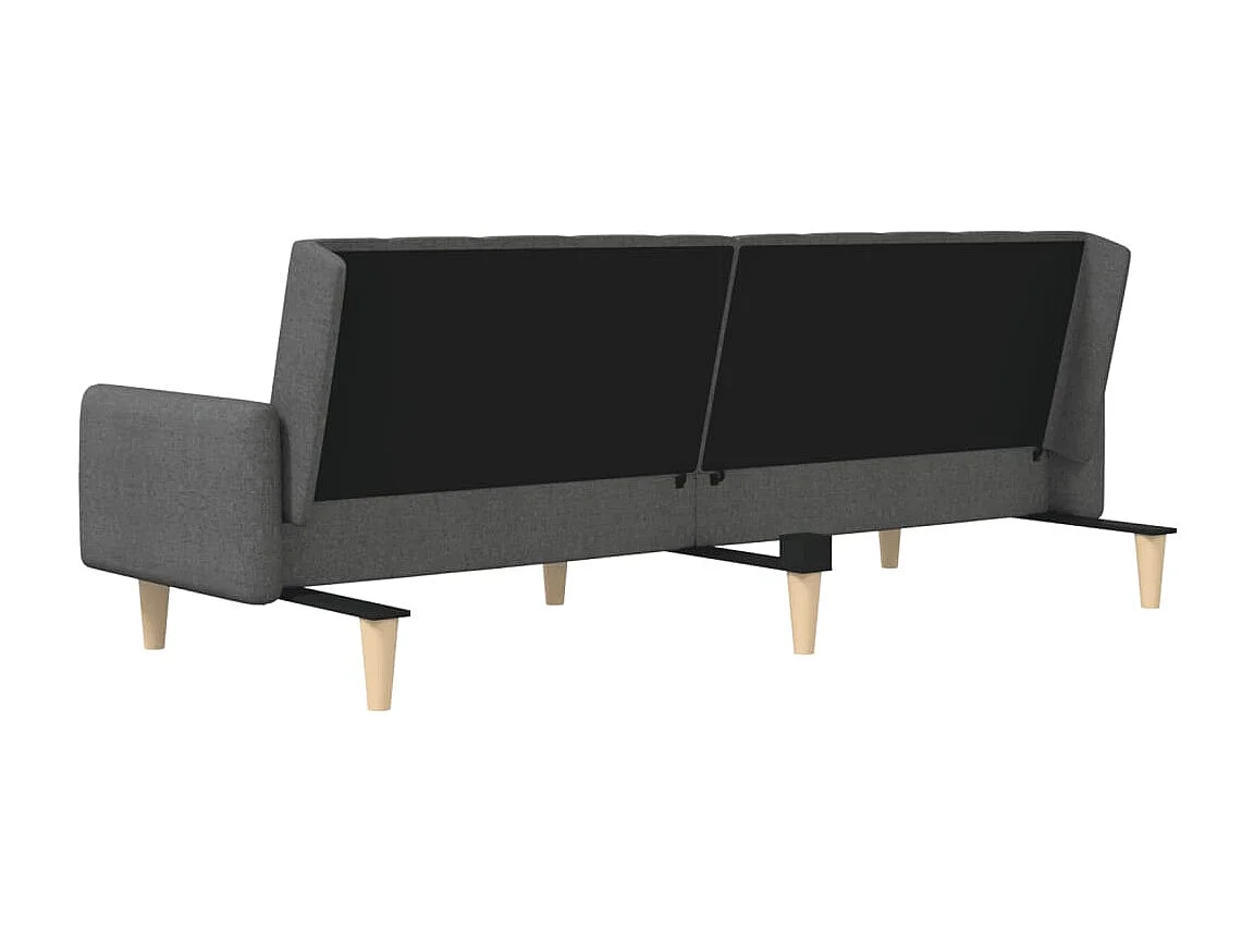 Sofá-cama de 2 lugares tecido cinzento-escuro