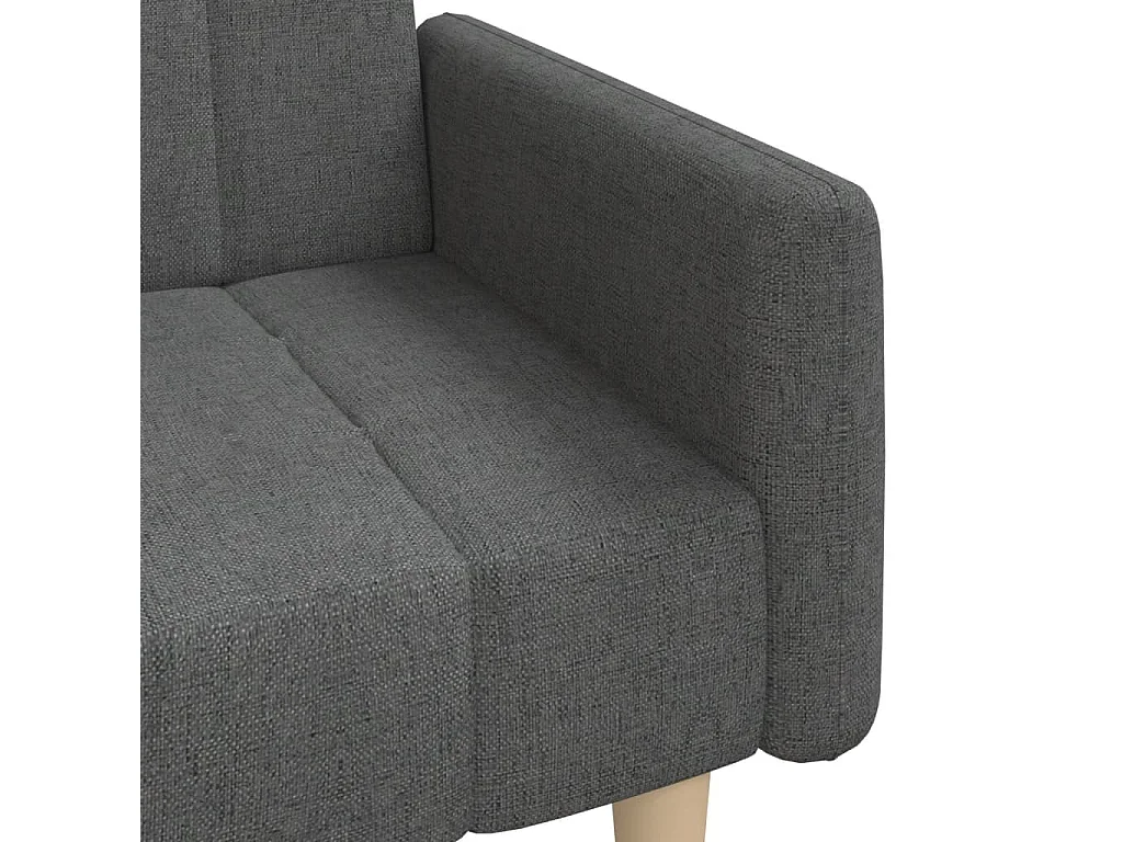 Sofá-cama de 2 lugares tecido cinzento-escuro