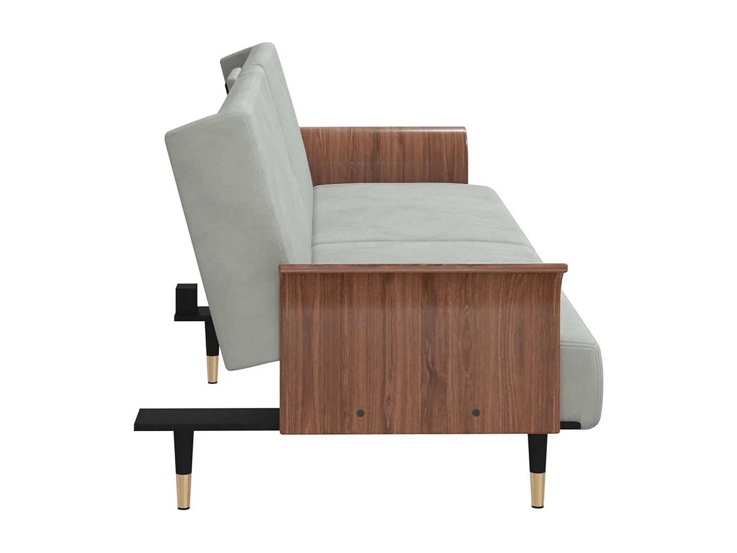 Canapé-lit avec porte-gobelets gris clair velours