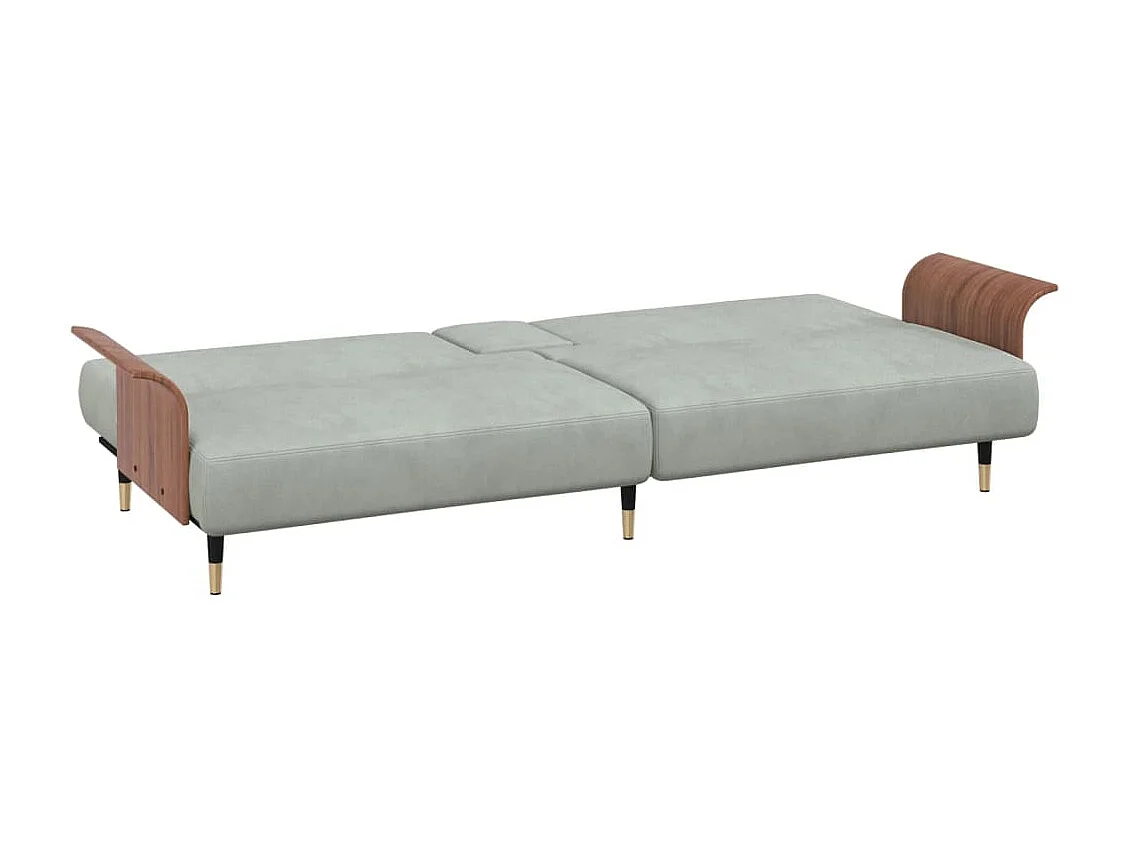 Canapé-lit avec porte-gobelets gris clair velours