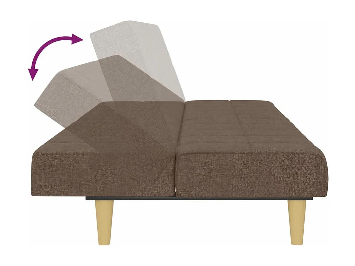 Sofá-cama de 2 lugares tecido cinzento-acastanhado