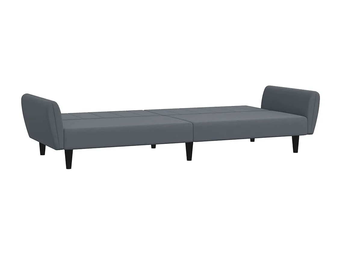 Sofá cama de 2 plazas con taburete terciopelo gris oscuro