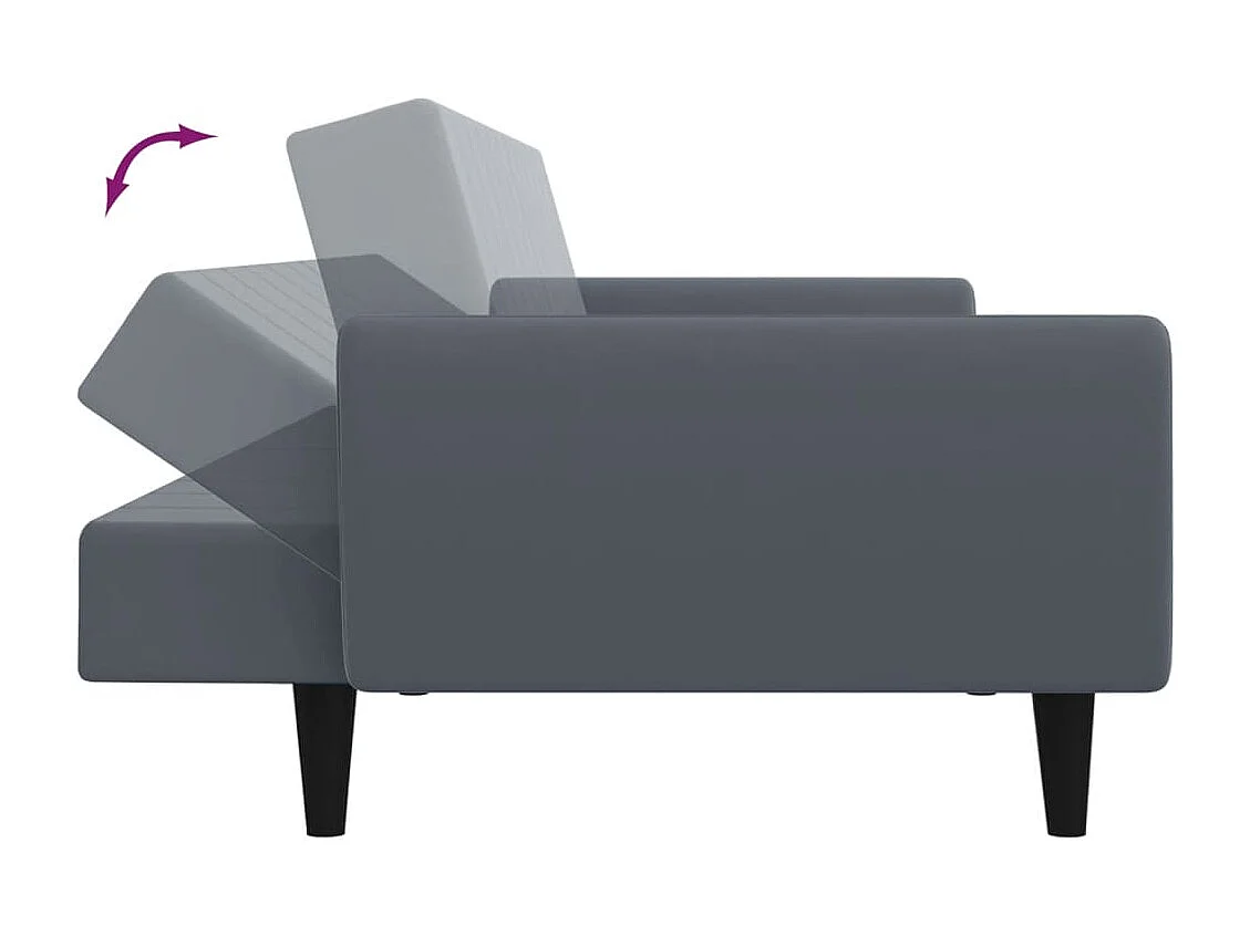 Sofá cama de 2 plazas con taburete terciopelo gris oscuro