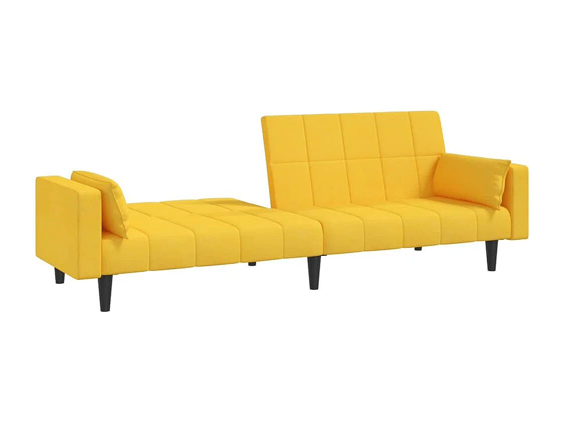 Sofá-cama 2 lugares com duas almofadas tecido amarelo
