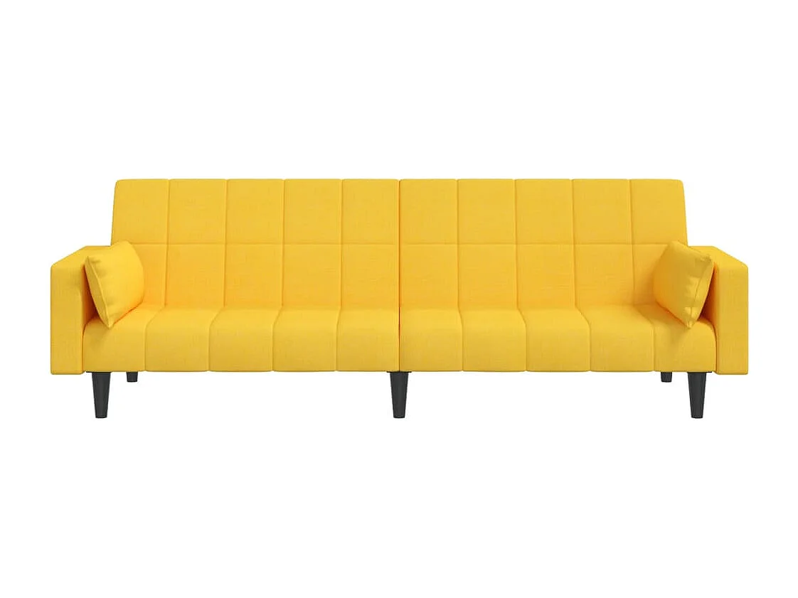 Sofá-cama 2 lugares com duas almofadas tecido amarelo