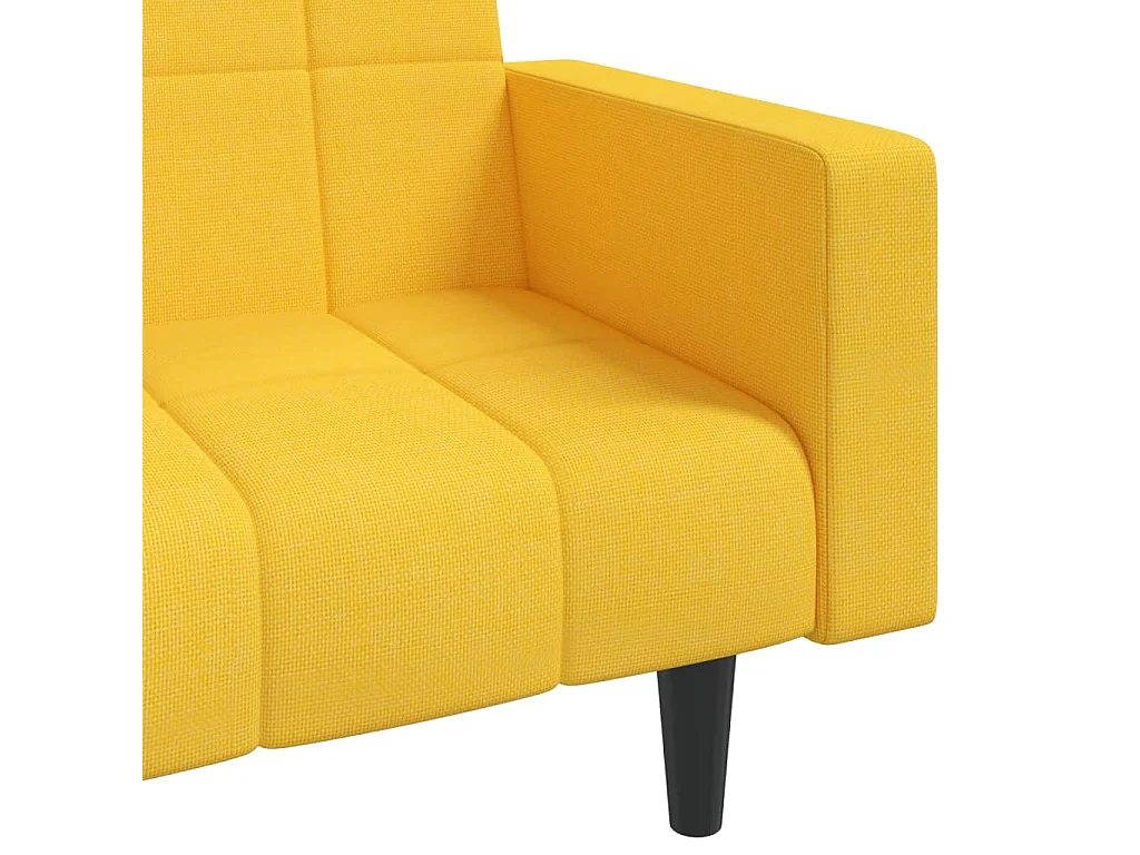 Sofá-cama 2 lugares com duas almofadas tecido amarelo