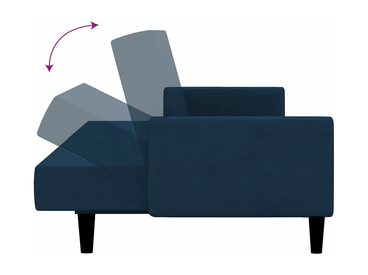 Schlafsofa 2-Sitzer Blau Samt