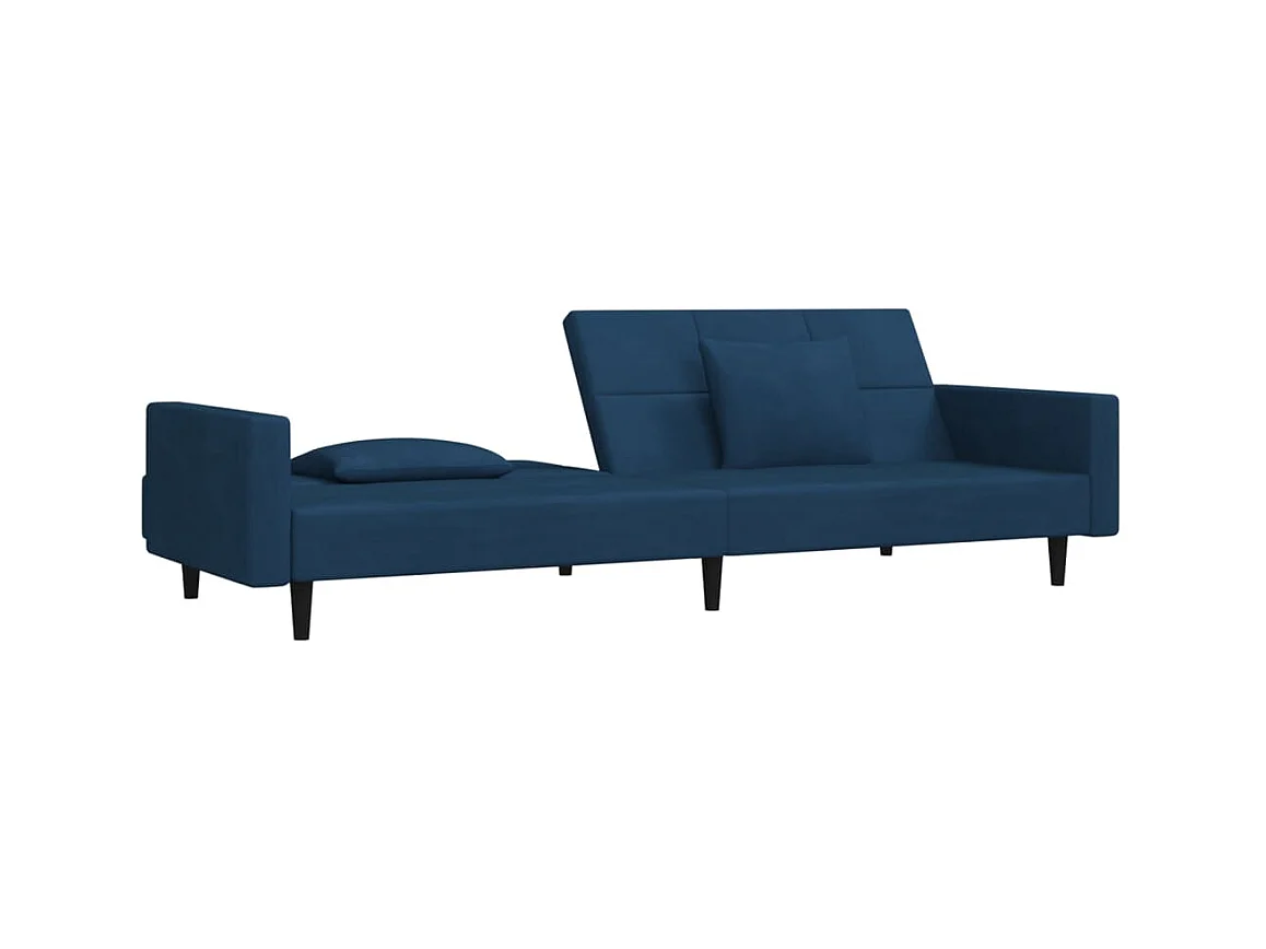 Slaapbank 2-zits met 2 kussens fluweel blauw