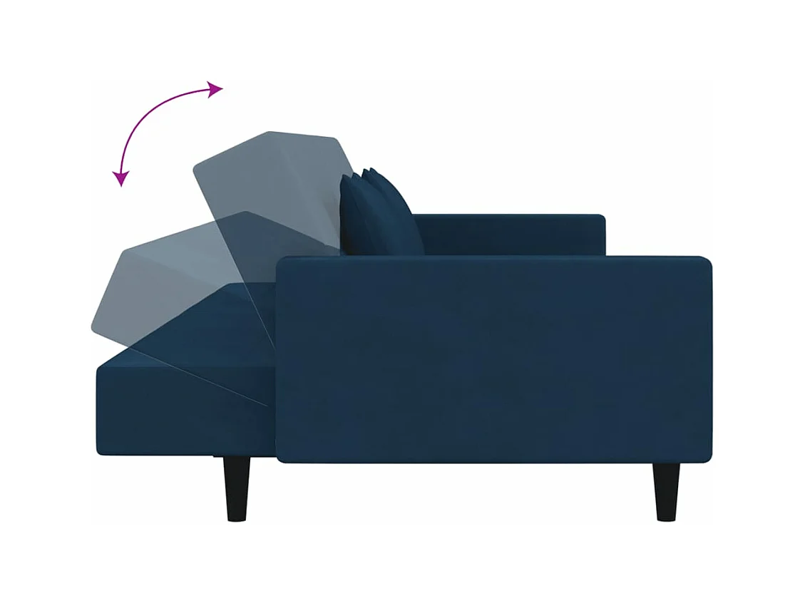 Slaapbank 2-zits met 2 kussens fluweel blauw