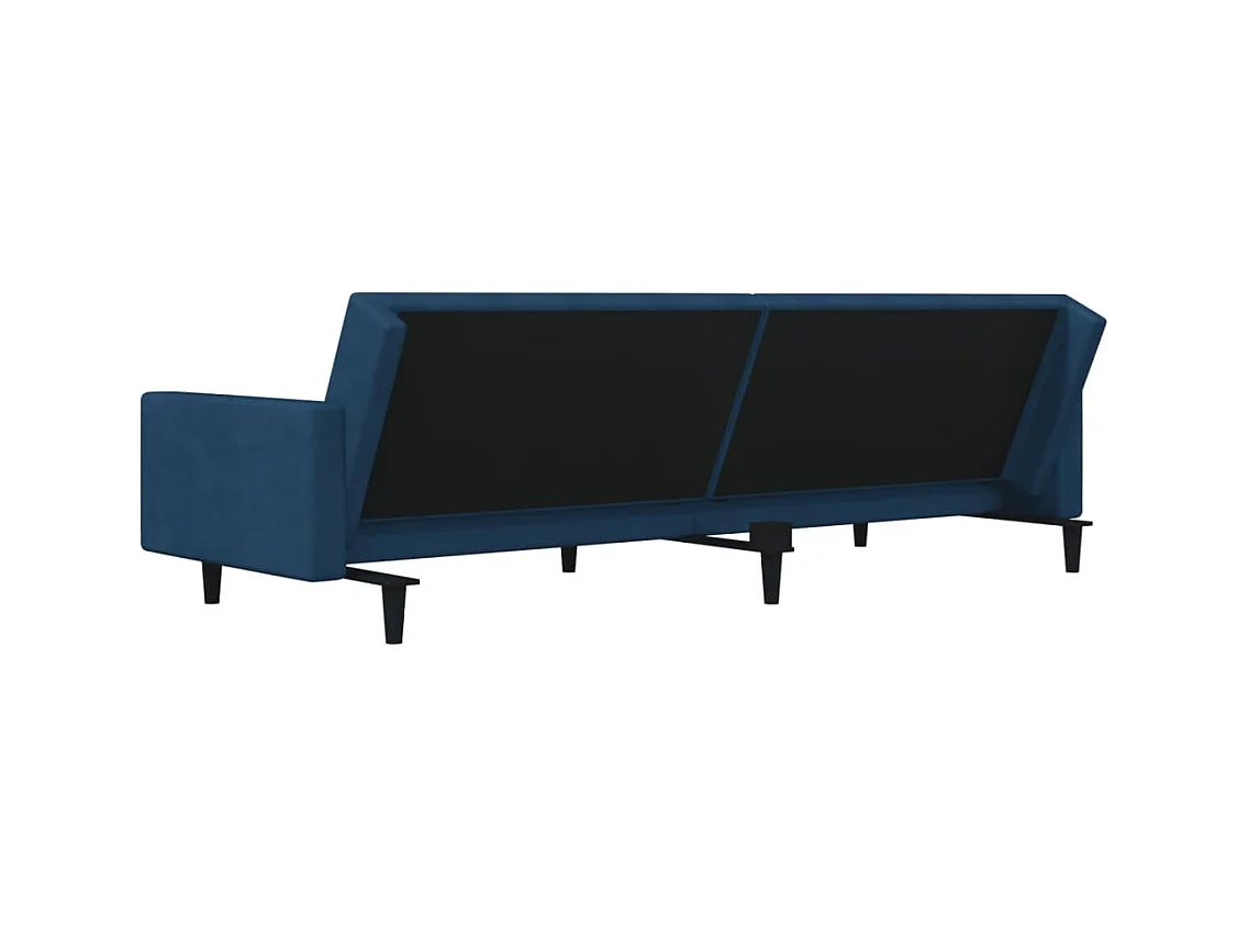 Slaapbank 2-zits met 2 kussens fluweel blauw