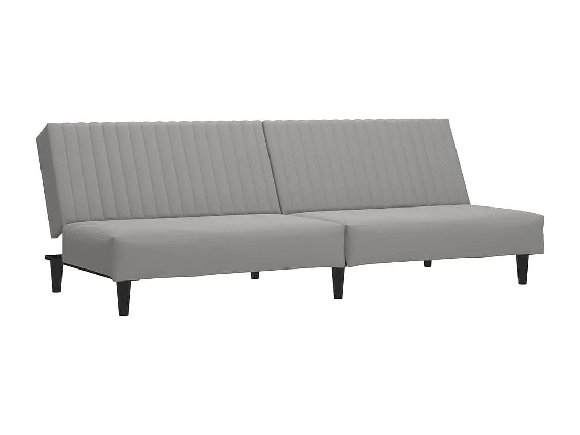 Sofá-cama de 2 lugares veludo cinzento-claro