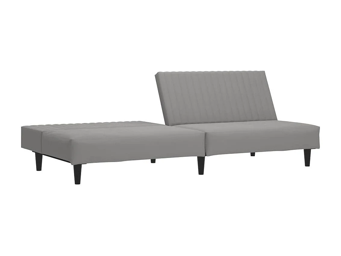 Sofá-cama de 2 lugares veludo cinzento-claro