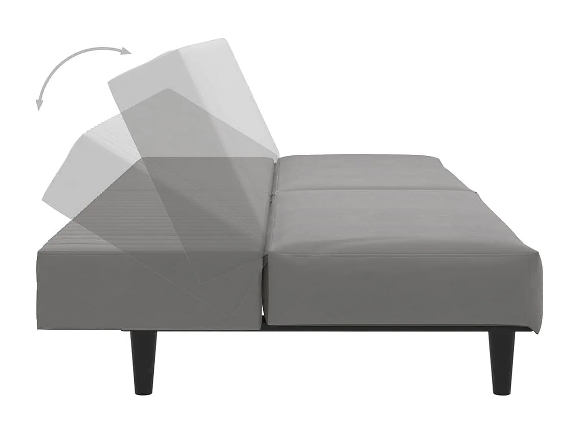 Sofá-cama de 2 lugares veludo cinzento-claro