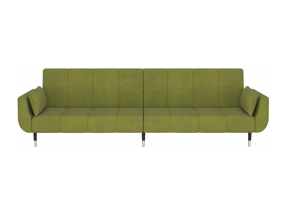 Canapé-lit à 2 places avec deux oreillers Vert clair Velours