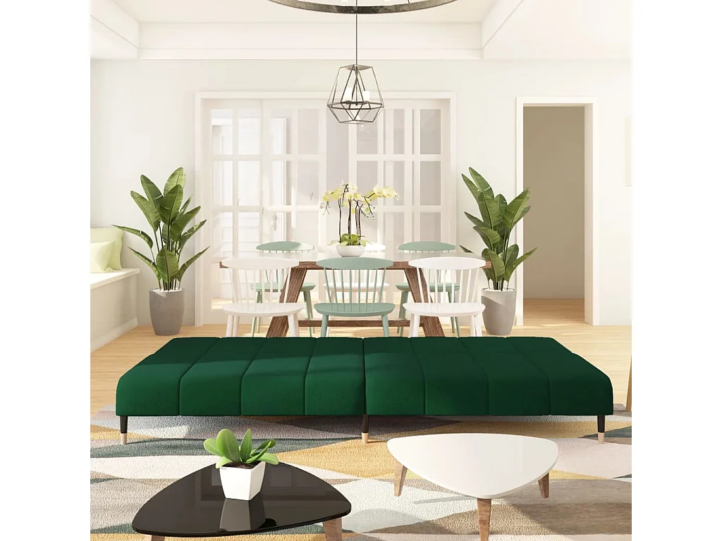 Sofá-cama de 2 lugares veludo verde-escuro