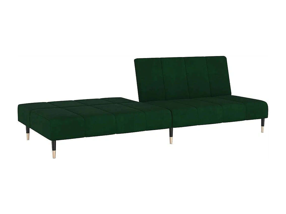 Sofá-cama de 2 lugares veludo verde-escuro