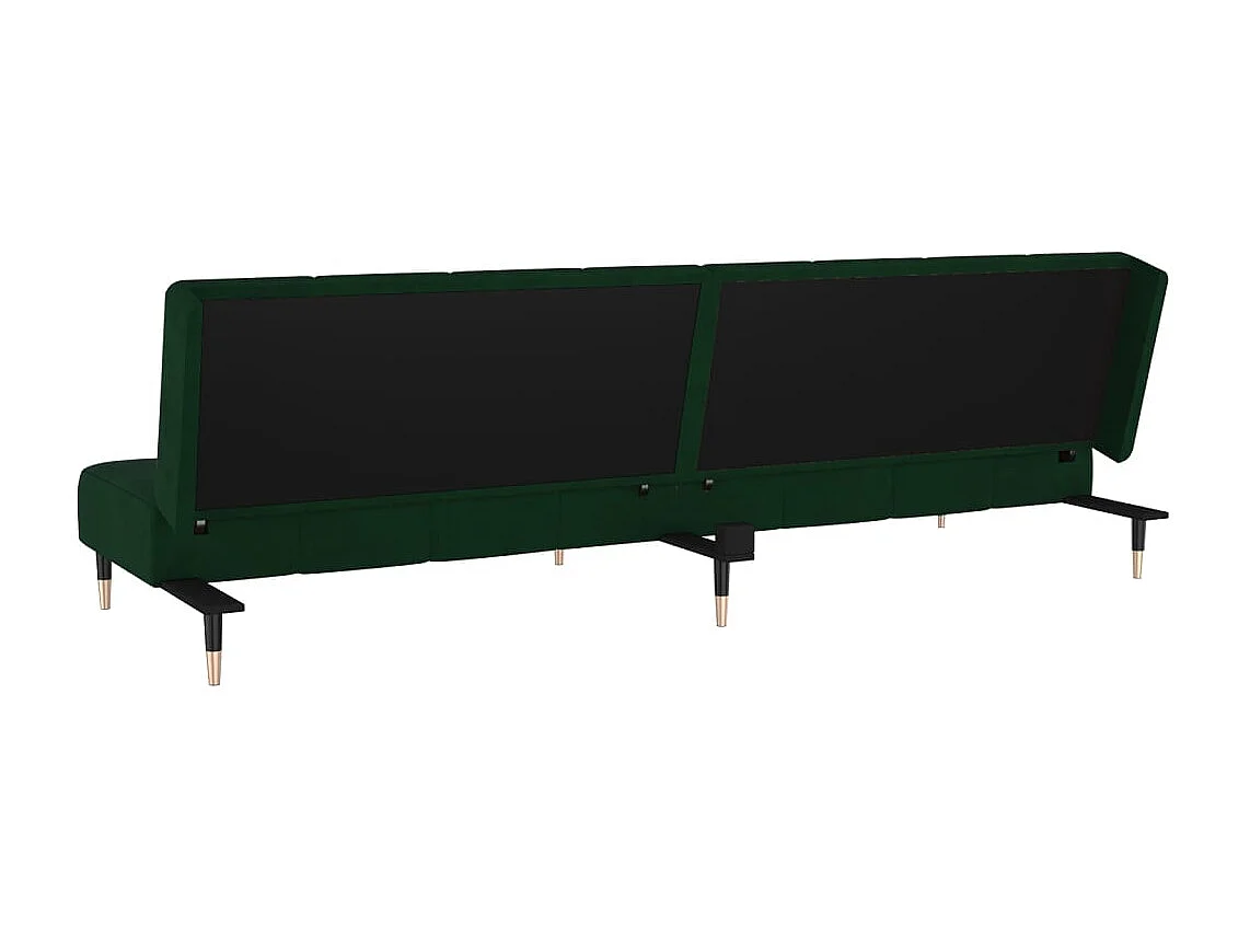 Sofá-cama de 2 lugares veludo verde-escuro