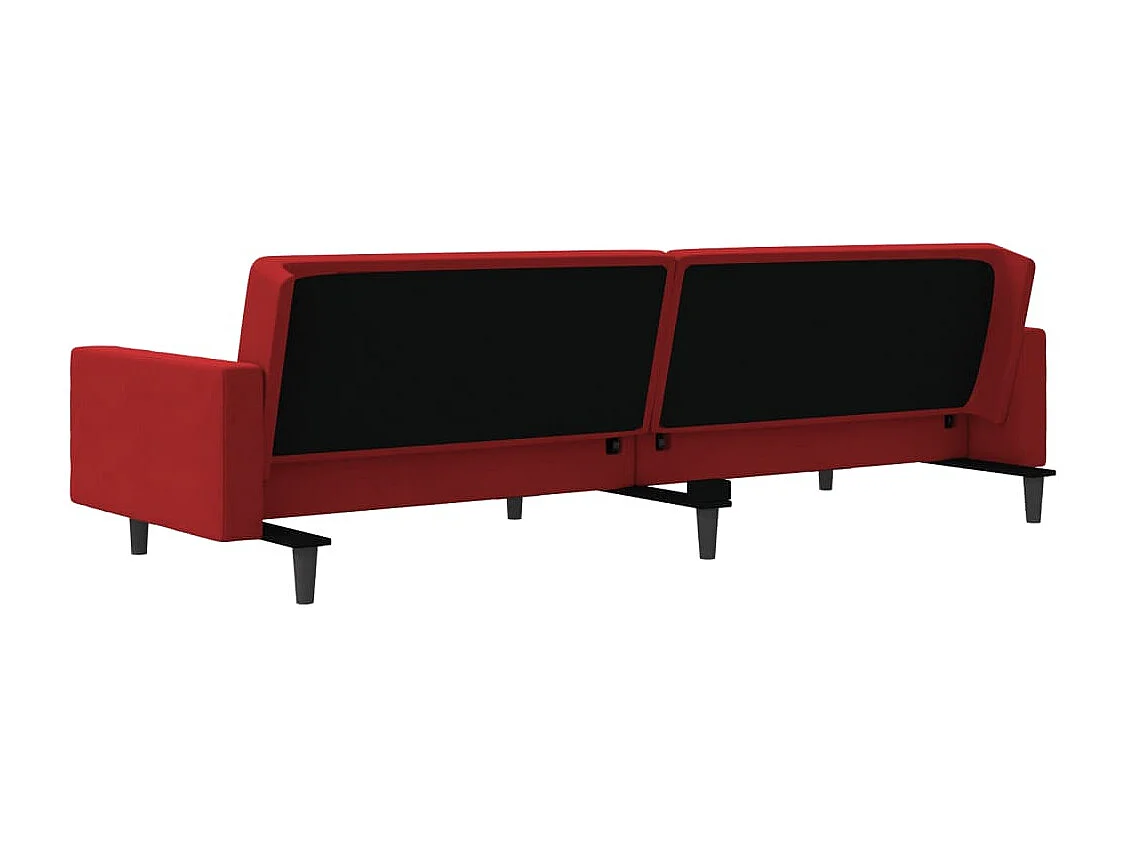 Schlafsofa 2-Sitzer mit 2 Kissen Weinrot Samt