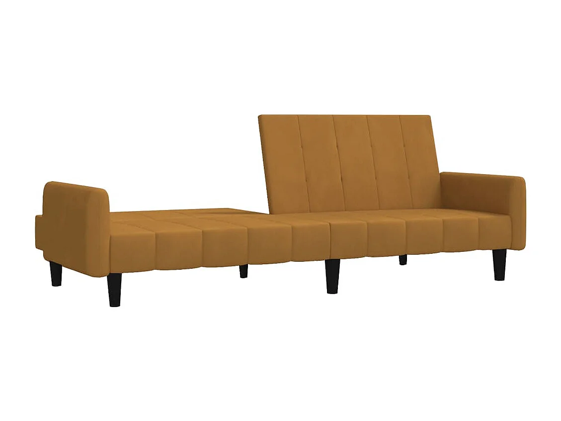 Sofá-cama de 2 lugares veludo castanho