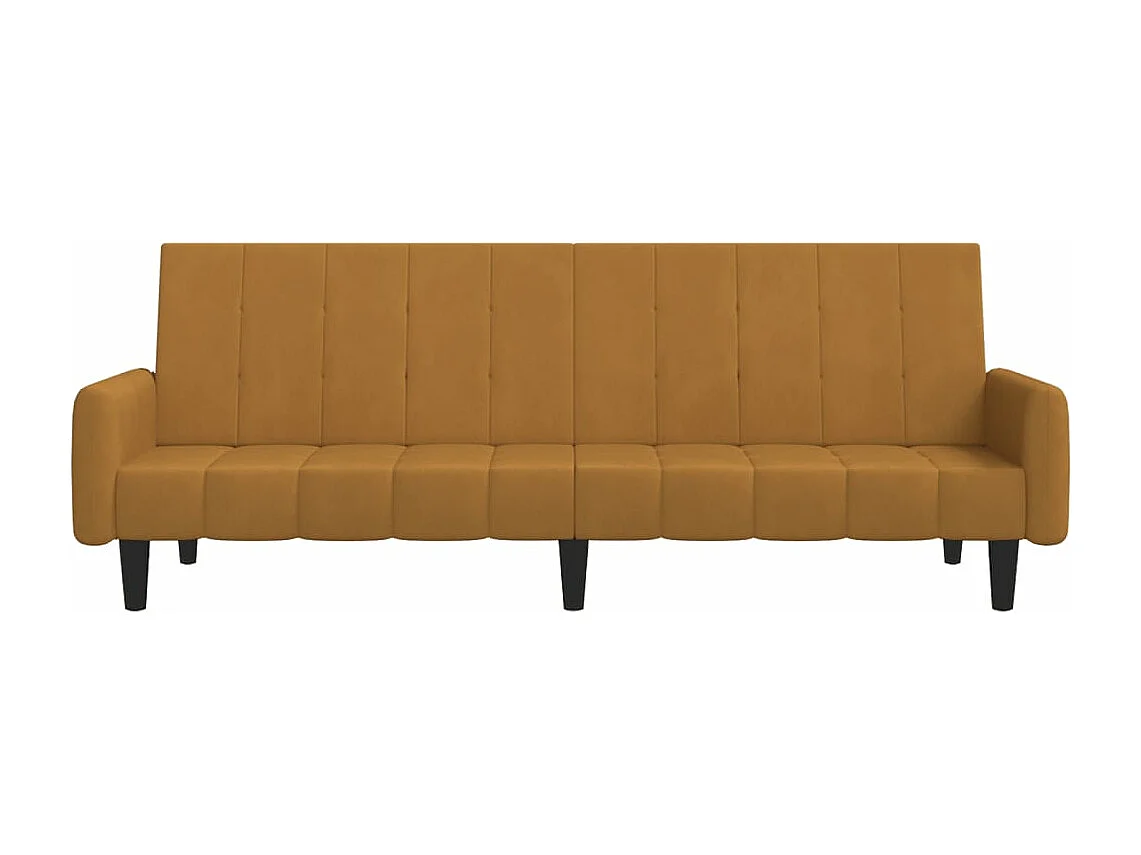 Sofá-cama de 2 lugares veludo castanho