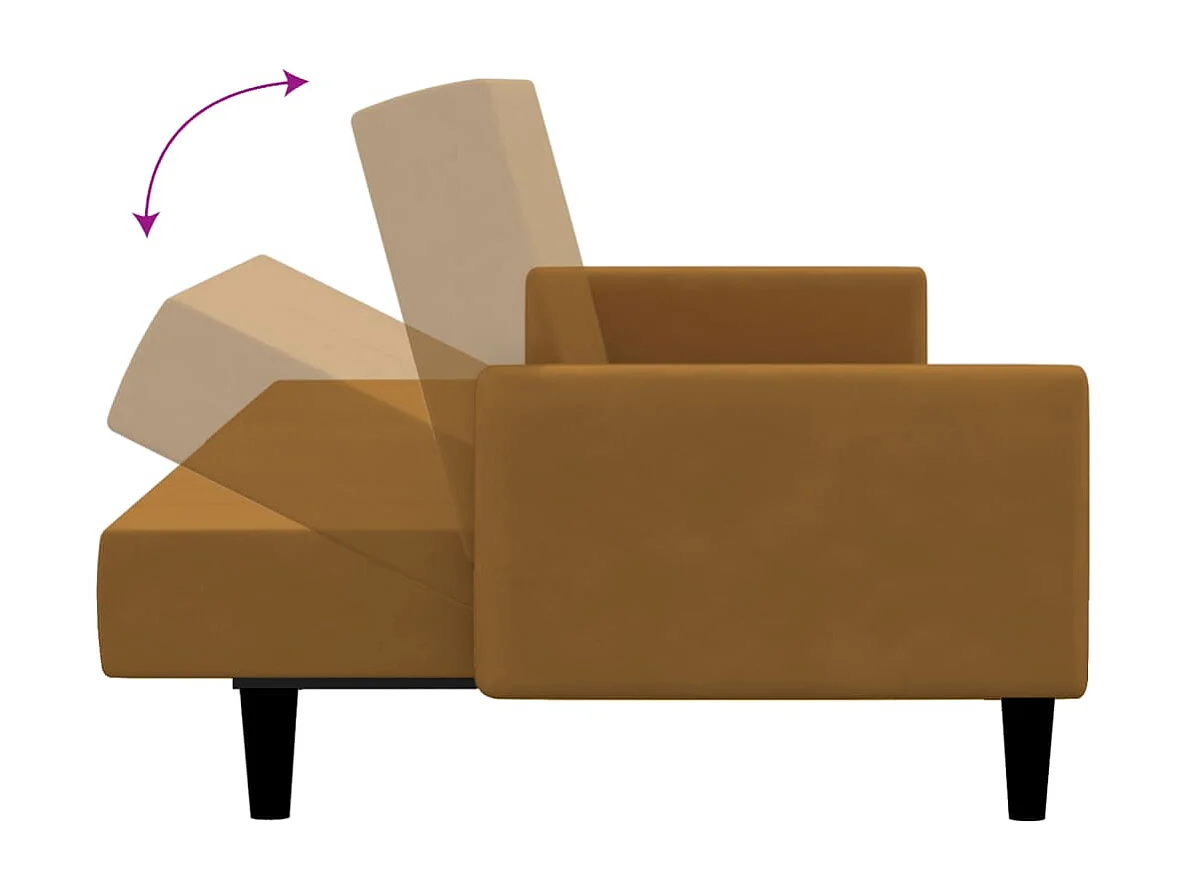 Sofá-cama de 2 lugares veludo castanho