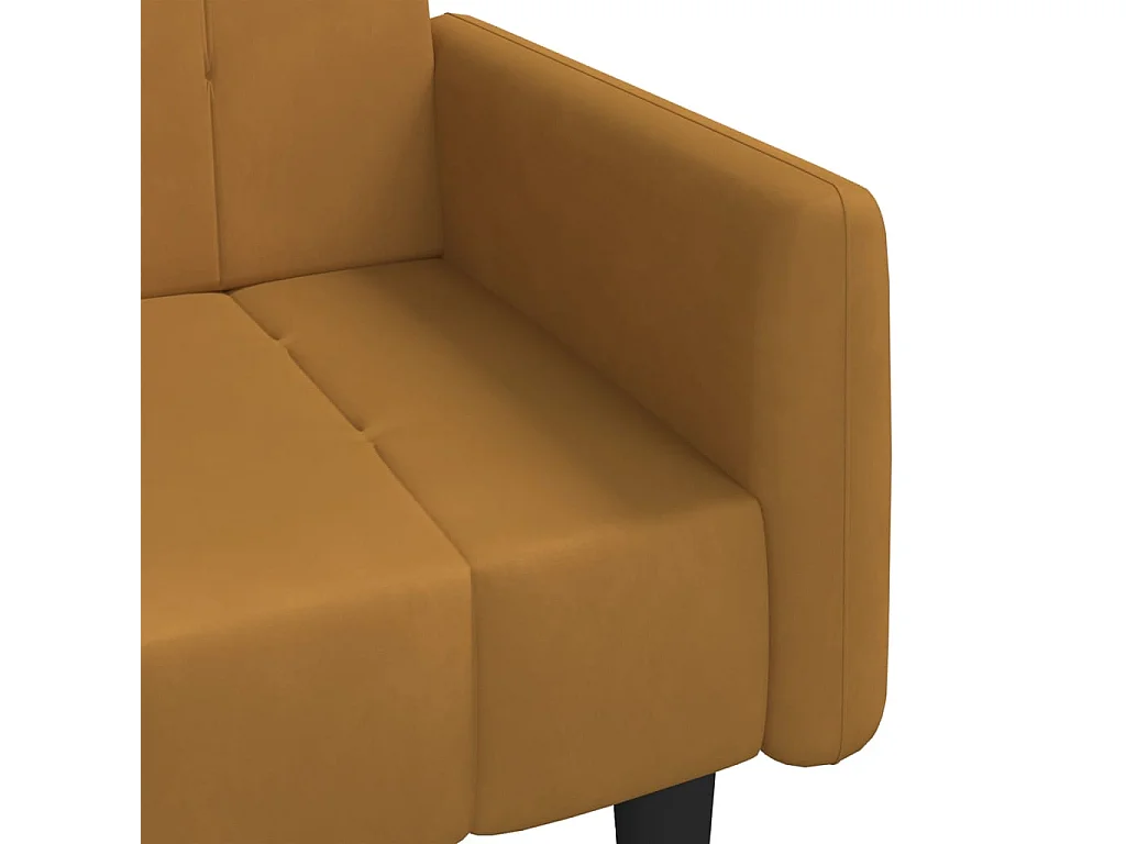 Sofá-cama de 2 lugares veludo castanho