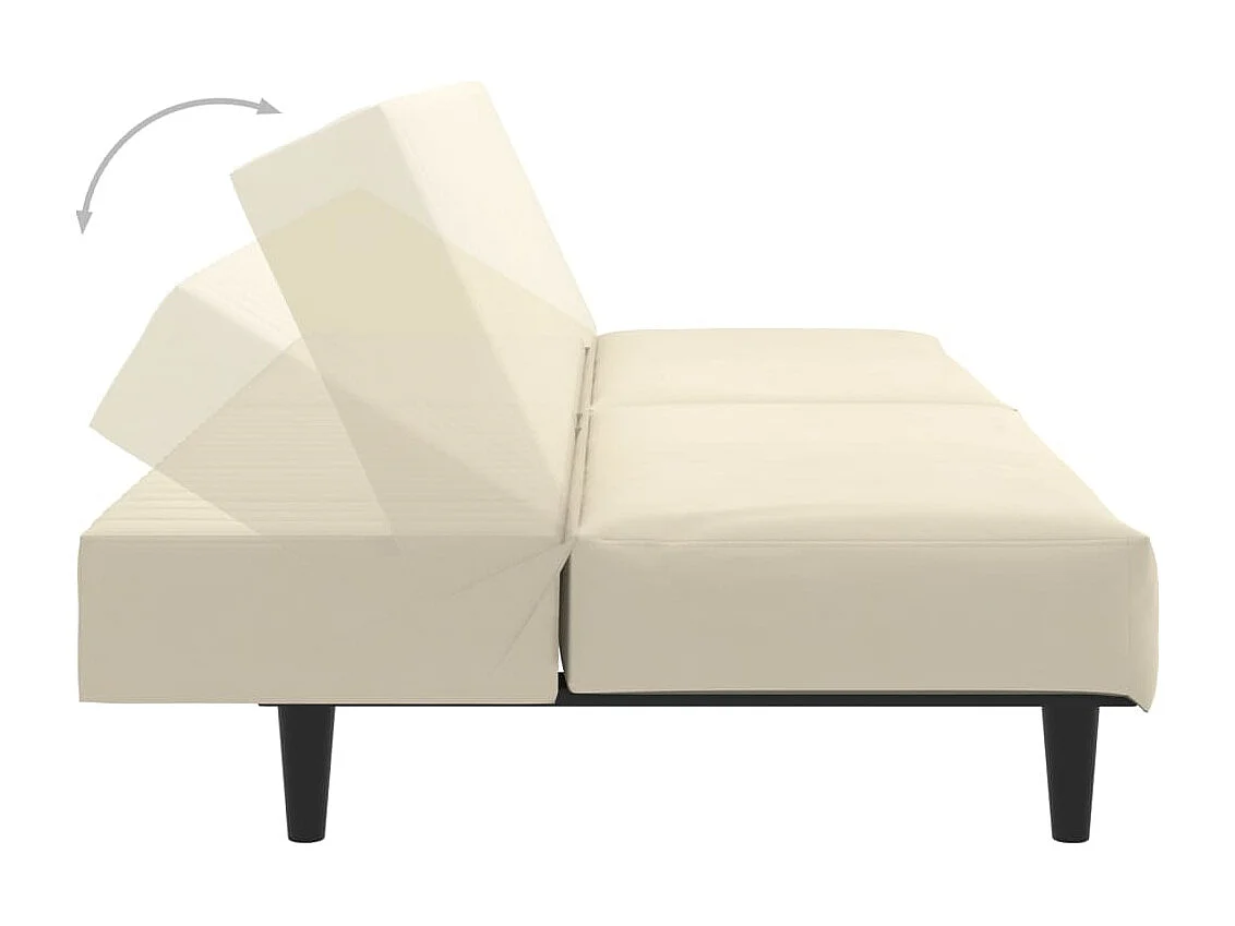 Sofá-cama de 2 lugares veludo cor creme