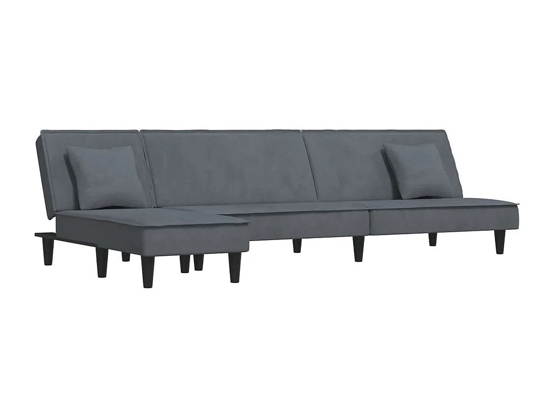 Slaapbank L-vormig 255x140x70 cm fluweel donkergrijs