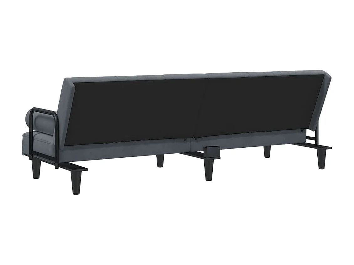 Canapé-lit avec accoudoirs gris foncé velours