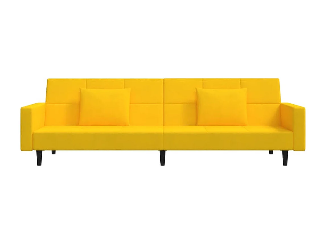 Schlafsofa 2-Sitzer mit 2 Kissen Gelb Samt