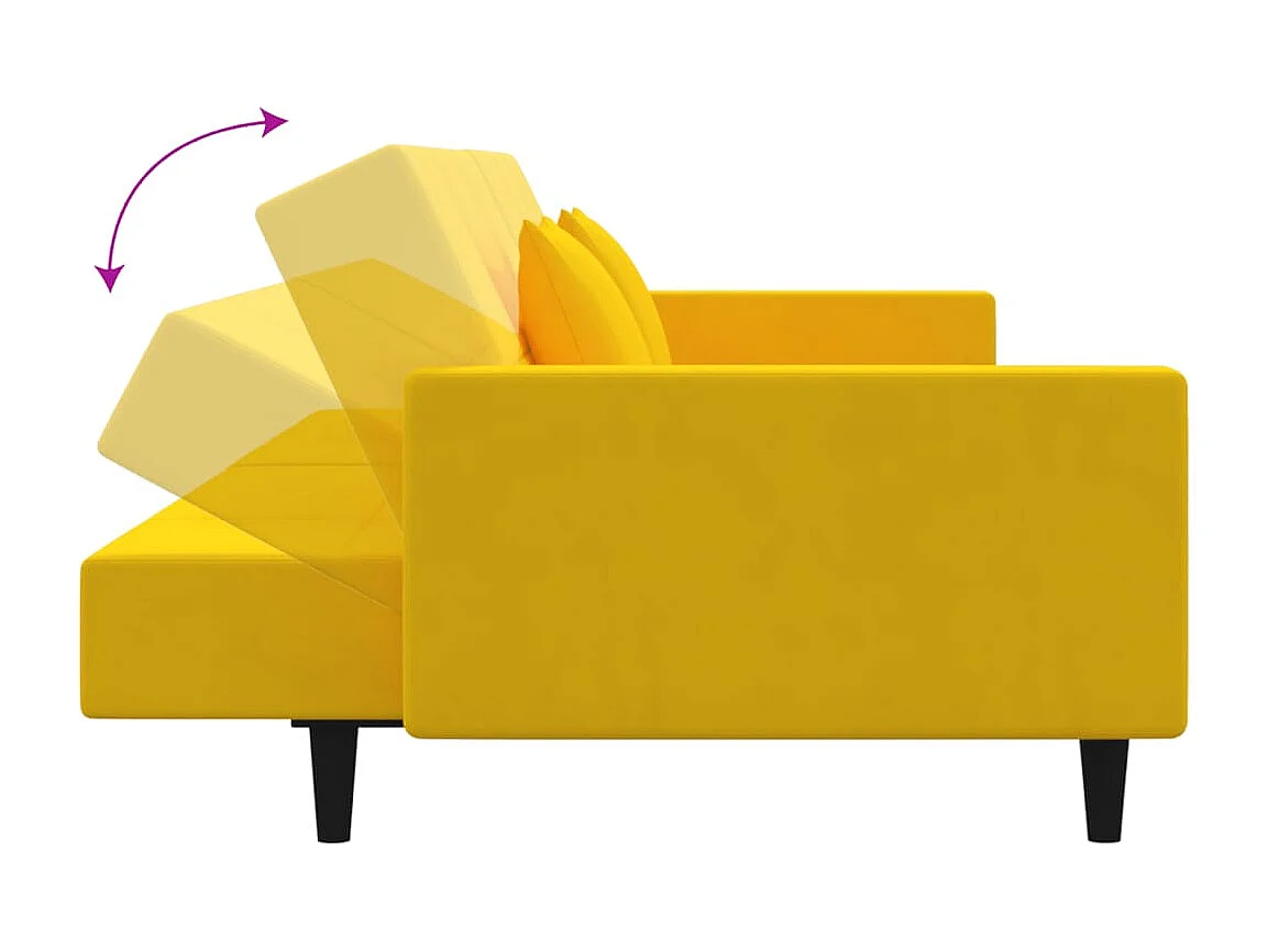 Schlafsofa 2-Sitzer mit 2 Kissen Gelb Samt