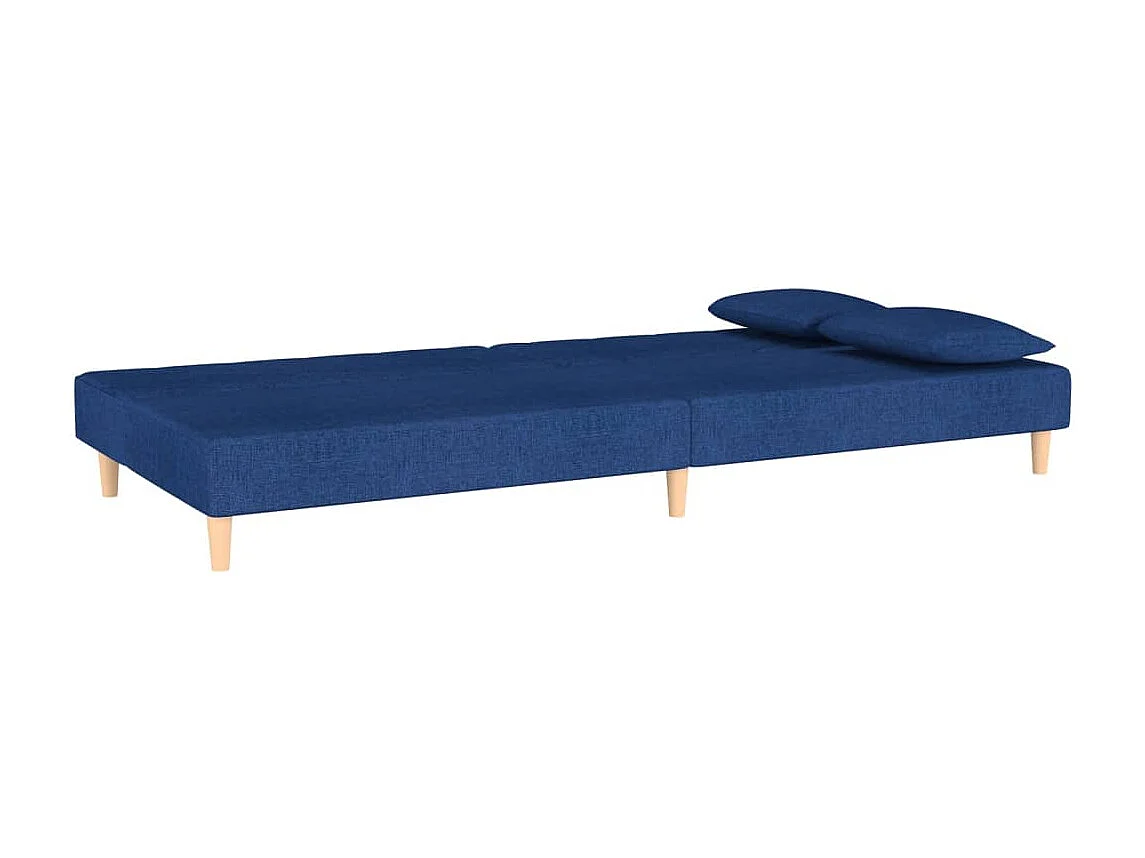 Sofá cama de 2 plazas con dos almohadas tela azul