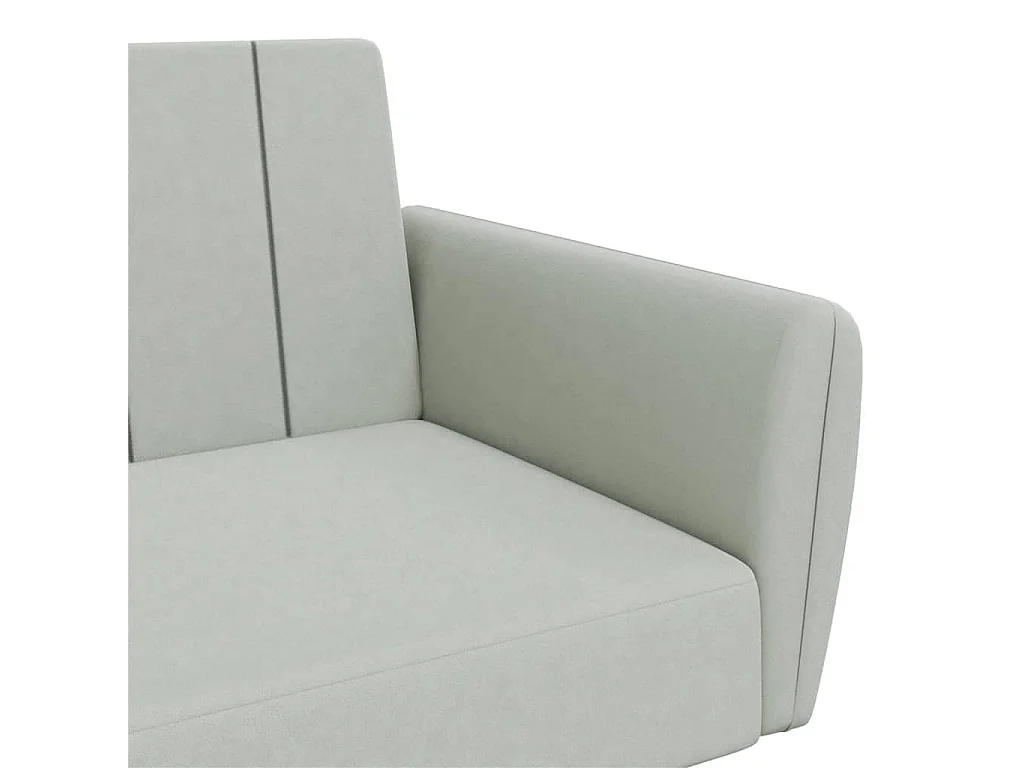 Slaapbank 2-zits met voetenbank fluweel lichtgrijs