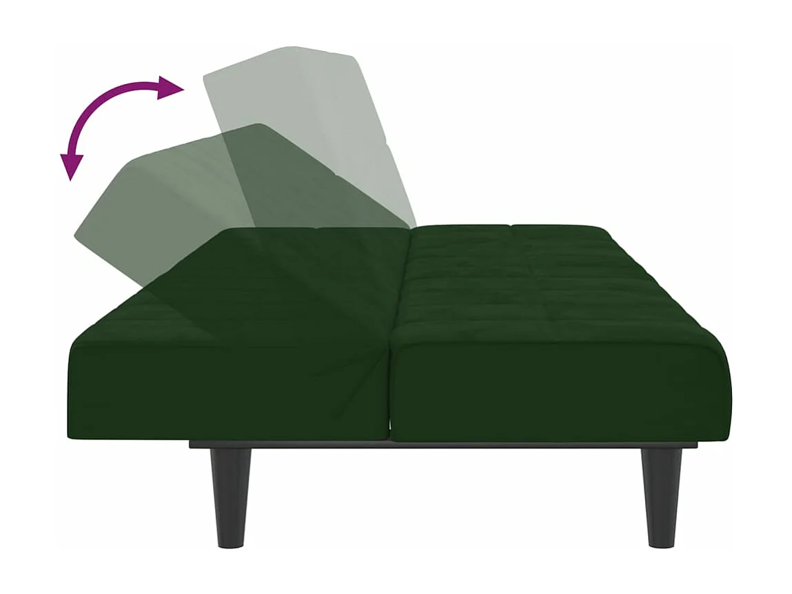 Sofá-cama de 2 lugares veludo verde-escuro