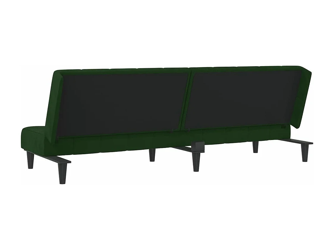 Sofá-cama de 2 lugares veludo verde-escuro
