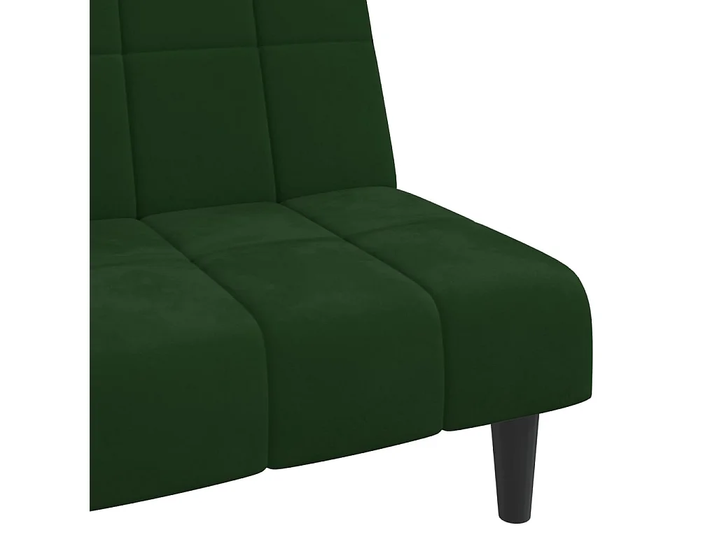 Sofá-cama de 2 lugares veludo verde-escuro